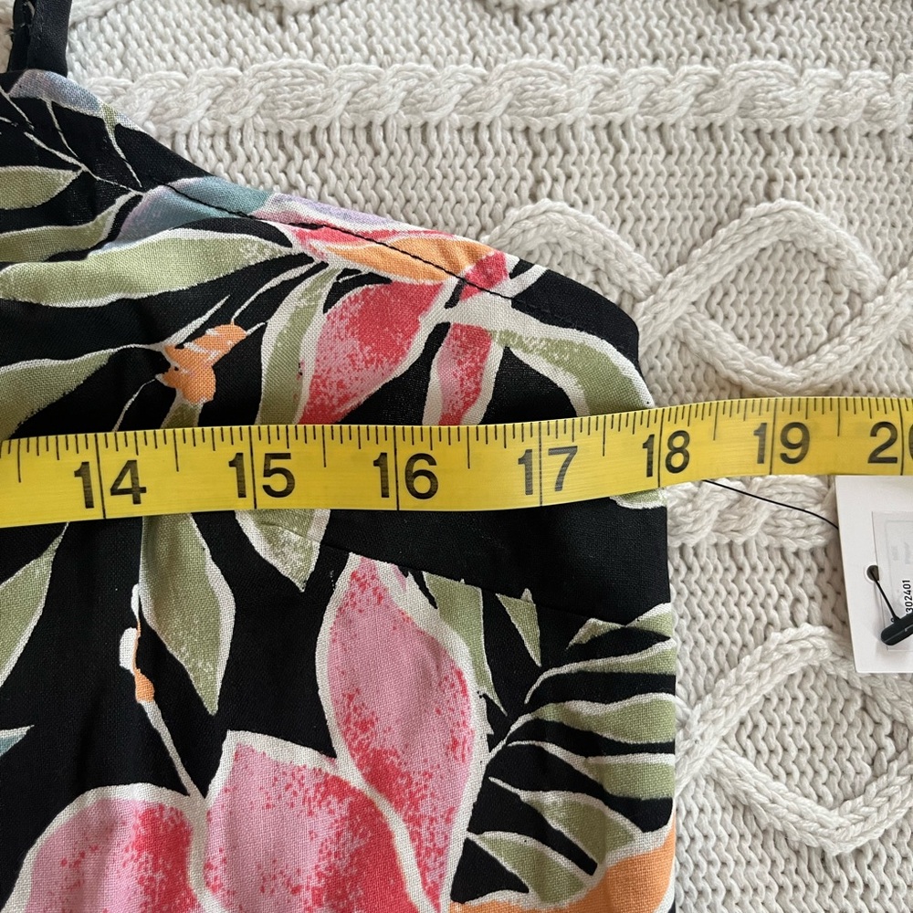 Billabong Black Midi Slip Dress with Pink & Pastel Floral Print Women’s large - Picture 2 of 15